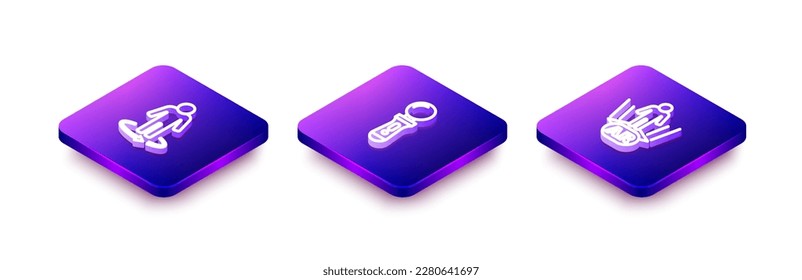 Set Isometric line 3d modeling, VR controller game and Augmented reality AR icon. Vector