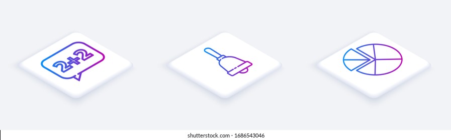 Set Isometric line Graph, schedule, chart, diagram, Test or exam sheet and Abacus. White square button. Vector