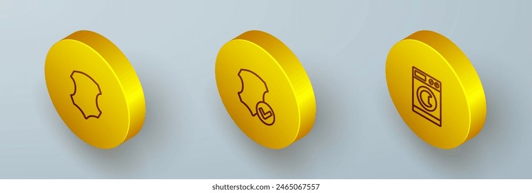 Set Isometric line Leather,  and Washer icon. Vector