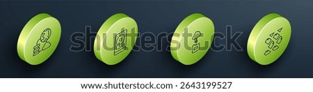 Set Isometric line Network cloud connection, Hard disk drive HDD, Cloud technology data transfer and Data stream icon. Vector