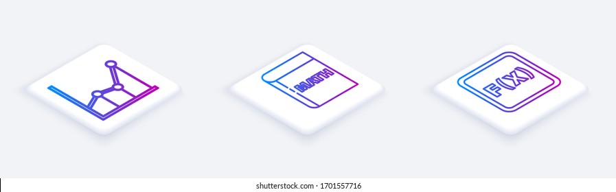 Set Isometric line Sigma symbol, Triangle math and Equation solution. White square button. Vector