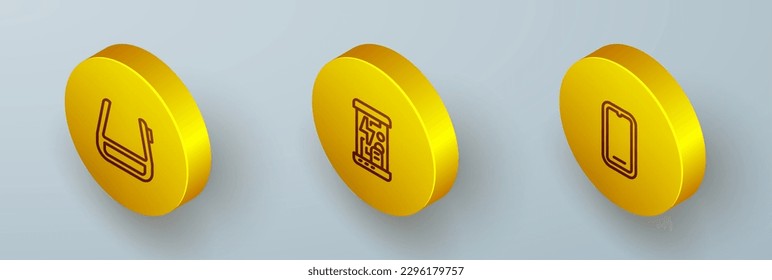 Setzen Sie Isometrische Linie Smart Brillen auf Brillen, Cryogene Kapseln und Handy Symbol. Vektorgrafik