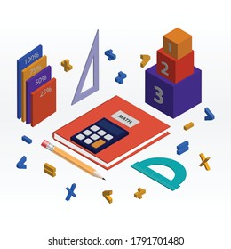 set of Isometric mathematics themed illustrations. vector illustration. - Powered by Shutterstock - Get 15% off with code: PIKWIZARD15