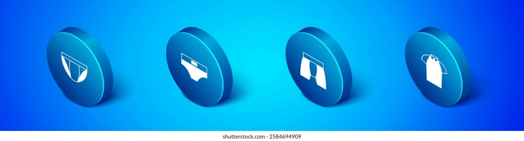 Set Isometric Men underpants, Polo shirt and  icon. Vector