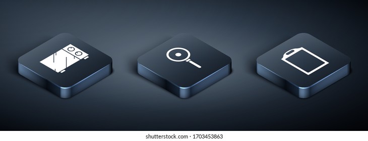 Set Isometric Microwave oven , Cutting board  and Frying pan  icon. Vector