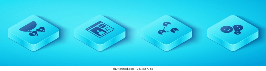 Set Isometric Necklace with heart shaped, Dating app online, Happy friendship day and BFF or best forever icon. Vector