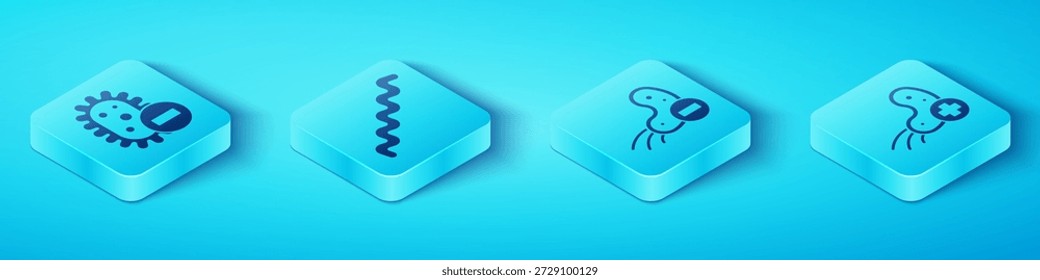 Conjunto de virus isométrico negativo, virus, virus positivo e icono de virus negativo. Vector