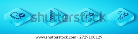 Set Isometric Negative virus, Virus, Positive virus and Negative virus icon. Vector