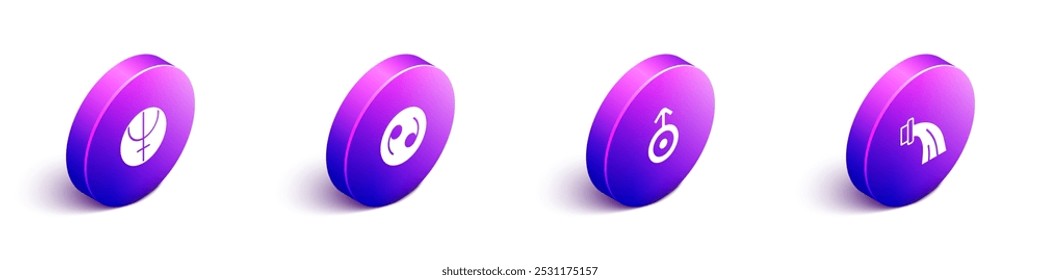 Set Isometric Neptune planet, Cancer zodiac, Symbol Uranus and Aquarius icon. Vector