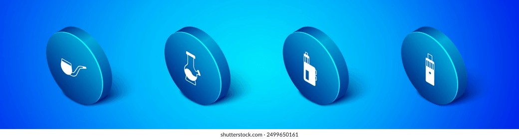 Set Isométrico No fumar pipa, dispositivo de mod de Vape e icono de Bong. Vector