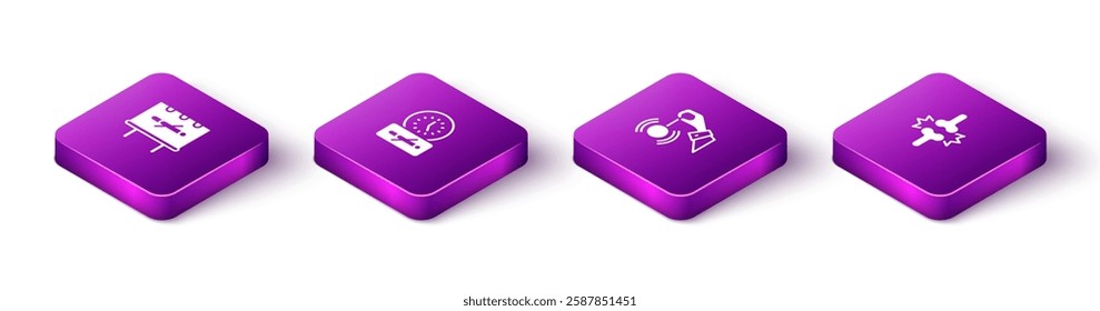 Set Isometric No smoking, time, Hypnosis and Joint pain, knee pain icon. Vector