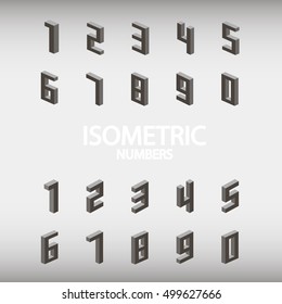 Set of isometric numbers gray. Vector illustration eps10.