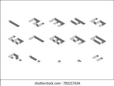 set of the isometric numbers, hole design. 3d elements vector illustration