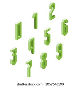 Set of isometric numbers icons, 3d characters, vector eps 10