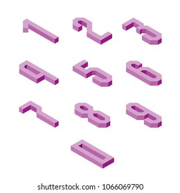 Set of isometric numbers icons, 3d characters, vector eps 10