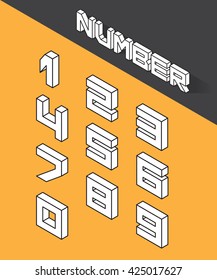 Set of the isometric numbers. Vector illustration