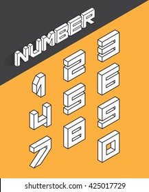 Set of the isometric numbers. Vector illustration
