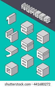 Set of the isometric numbers. Vector illustration