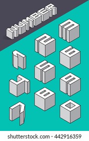 Set of the isometric numbers. Vector illustration
