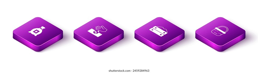 Set Isometric Pack full of seeds of plant, Seeds, Bag flour and Basket icon. Vector