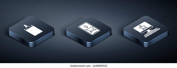 Set Isometric Paper shopping bag, Shopping cart on screen computer and Mobile phone and shopping cart icon. Vector