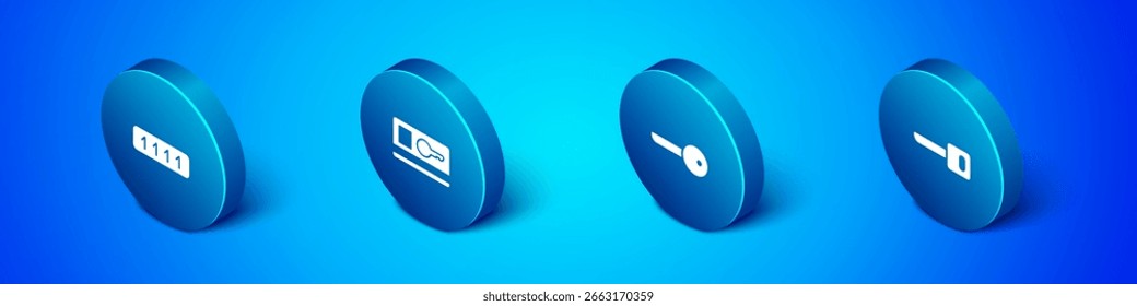 Set Isometric Password protection, Key,  and card icon. Vector