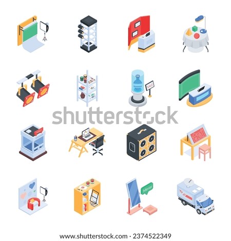 Set of Isometric Photography and Art Studio Icons 

