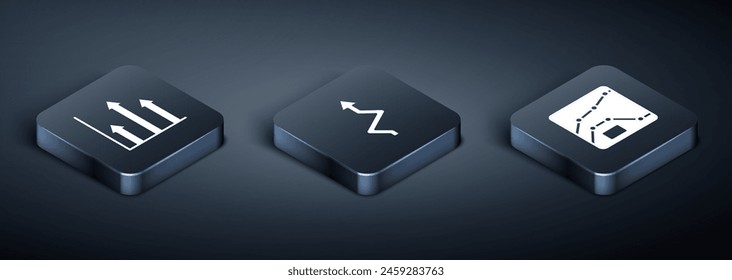 Set Isometric Pie chart infographic, Graph, chart, diagram and Arrow icon. Vector