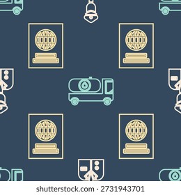 Definir o ícone do piloto isométrico, do passaporte e do caminhão-tanque de combustível. Vetor