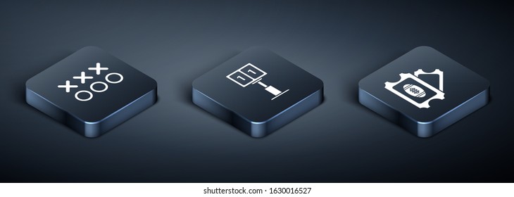 Set Isometric Planning strategy concept, American Football ticket and Sport football mechanical scoreboard and result display icon. Vector