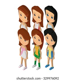 Set of isometric players with different sport uniforms on a white background