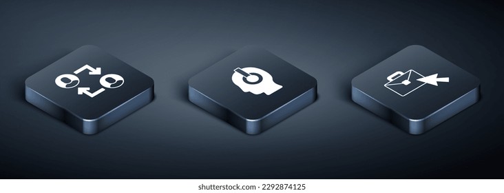 Set Isometric Project team base, Online working and Freelancer icon. Vector