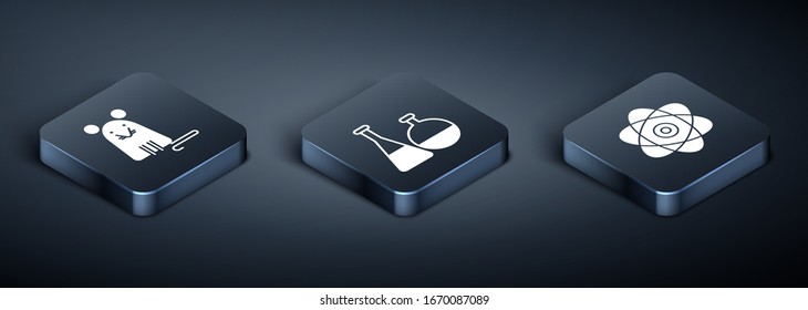 Coloque un icono de laboratorio químico del frasco y del tubo de ensayo y del tubo asimétrico. Vector