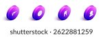 Set Isometric Ray gun, Planet Venus, Astronomical observatory and Astronaut helmet icon. Vector