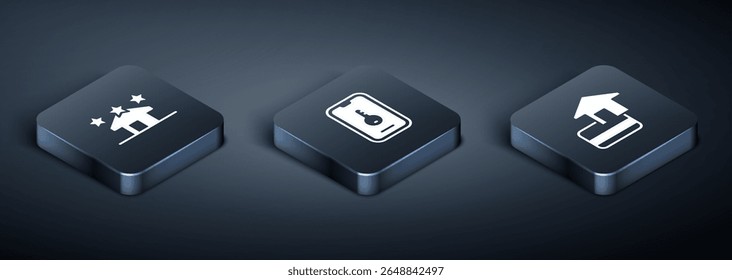 Set Isometric Real estate, Credit card and Online real icon. Vector