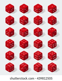 Set of isometric red dice