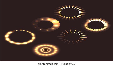 Set of isometric round sliders with loading. Vector infographic design elements for websites, banners and web design elements