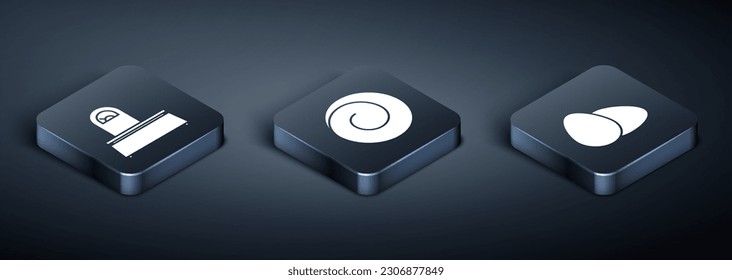 Set Isometric Scales , Chicken egg  and Roll bun with cinnamon  icon. Vector