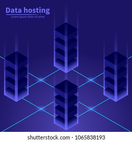 Set of isometric server racks vector illustration. 3d cloud servers icon.