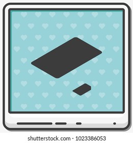 Set of isometric sim card and case flat vector icon.