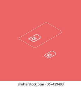 Set of isometric sim card and case illustration.
