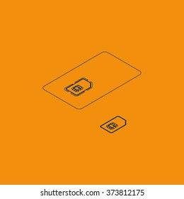 Set of isometric sim card and case illustration.