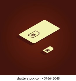 Set of isometric sim card and case illustration.