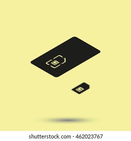 Set of isometric sim card and case illustration.