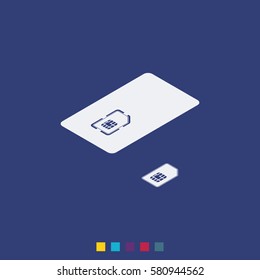 Set of isometric sim card and case illustration.