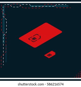 Set of isometric sim card and case illustration.