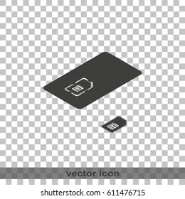 Set of isometric sim card and case illustration.