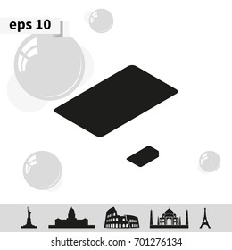 Set of isometric sim card and case illustration.