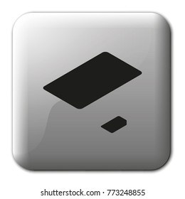 Set of isometric sim card and case flat vector icon.