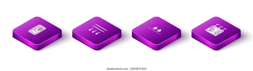 Establezca un sistema de control inteligente isométrico, con bombilla y planta, icono de planta y tecnología. Vector